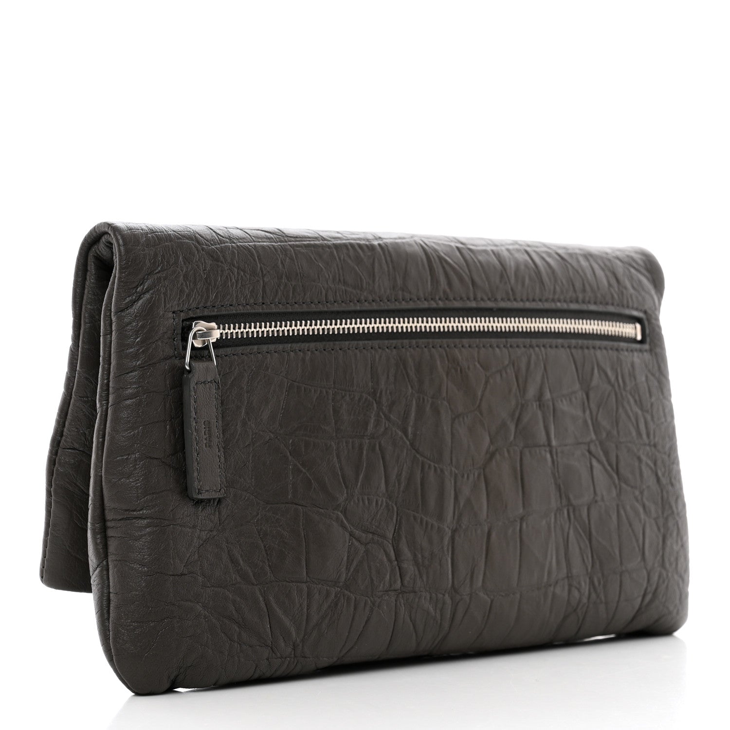 Saint Laurent Crocodile Embossed Calfskin West Hollywood Monogram Fold Over Clutch Earth 3 of 6