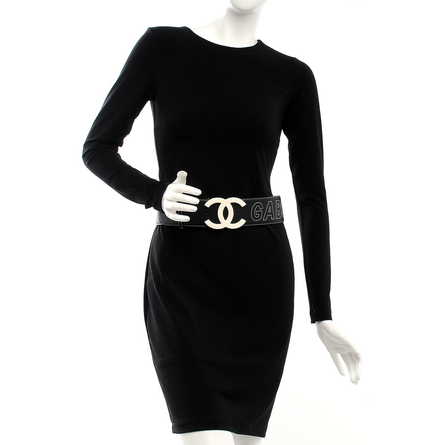 Calfskin Resin Gabrielle CC Logo Belt 75 Black White