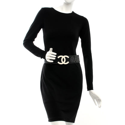 Chanel Calfskin Resin Gabrielle CC Logo Belt 75 Black White 2 of 9