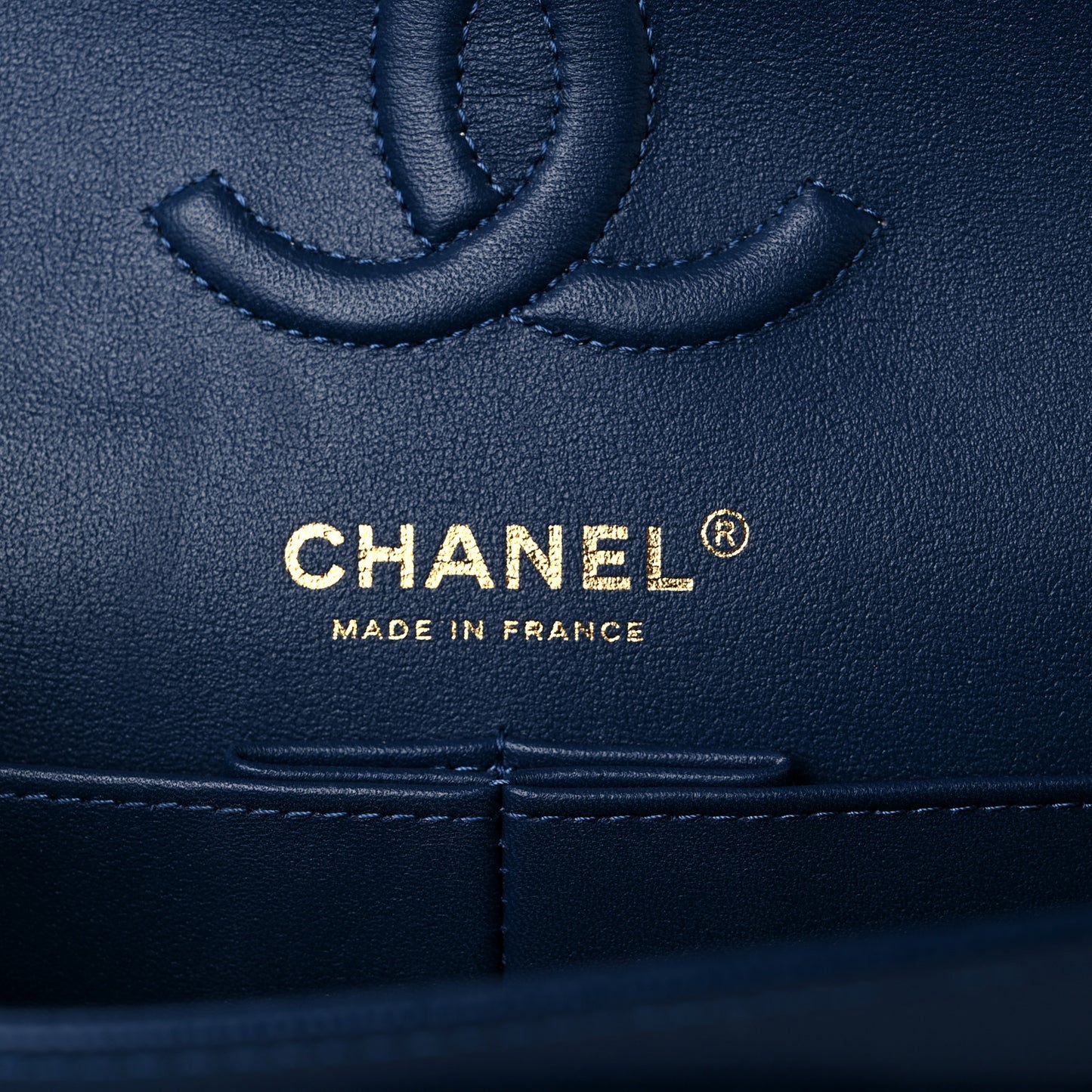 Caviar Quilted Small Double Flap Navy