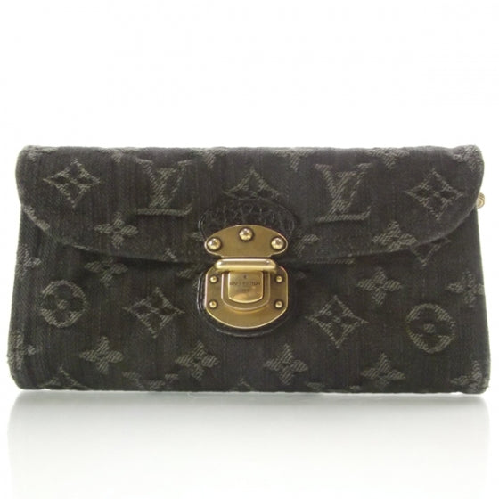 Louis Vuitton Denim Amelia Wallet Black 1 of 8
