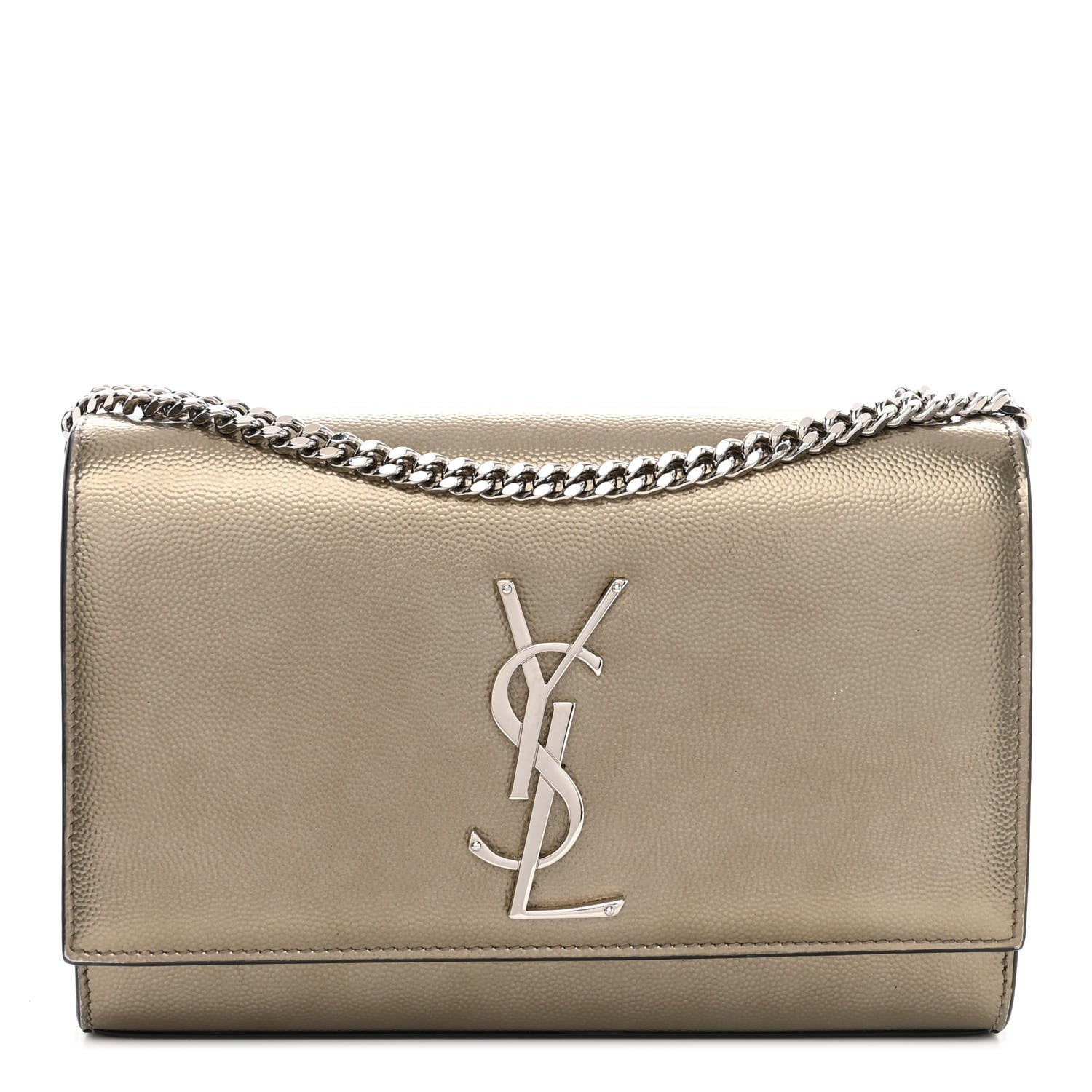 Saint Laurent Grain De Poudre Small Monogram Kate Satchel Gold 1 of 10