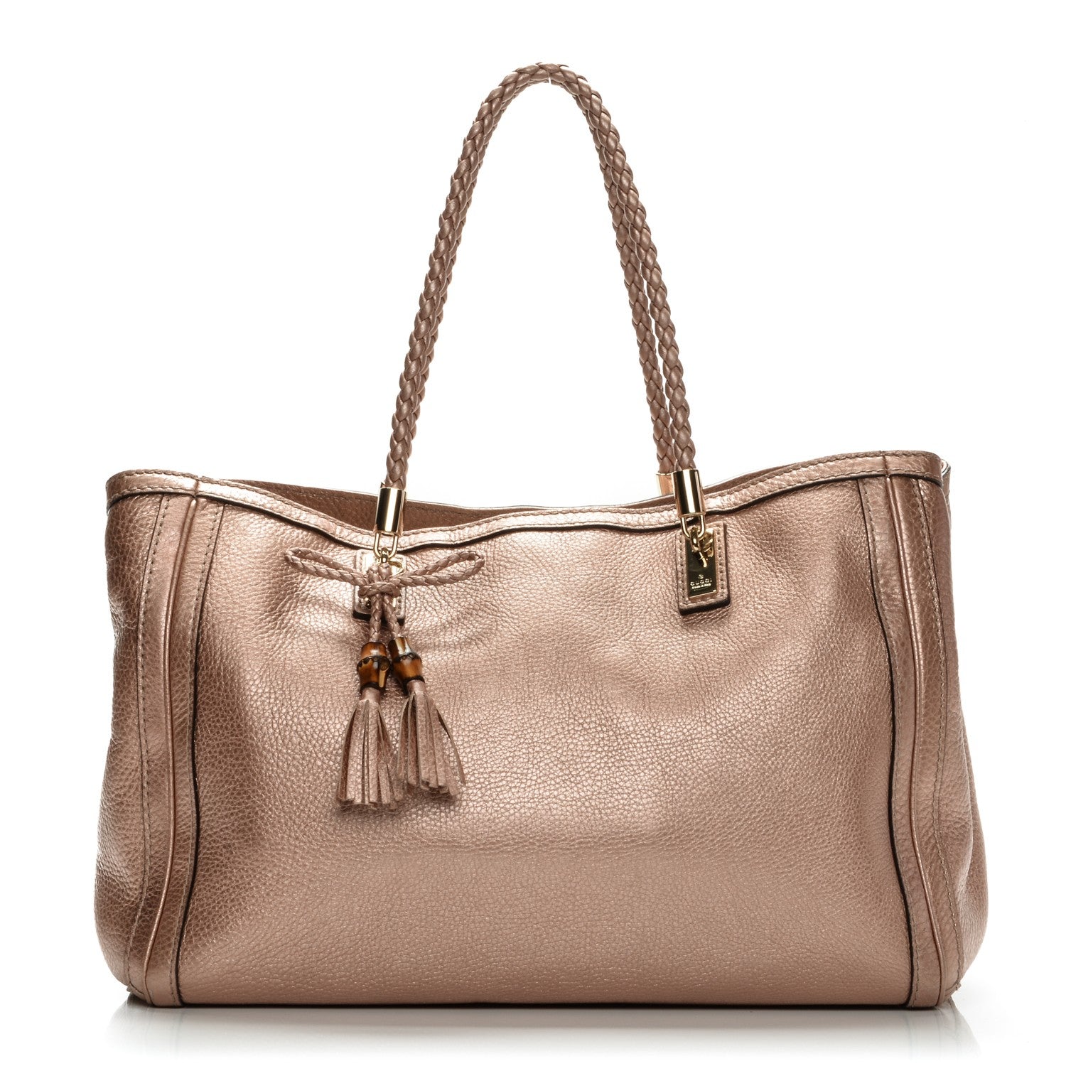 Gucci Metallic Pebbled Calfskin Medium Bella Tote Pink 1 of 7