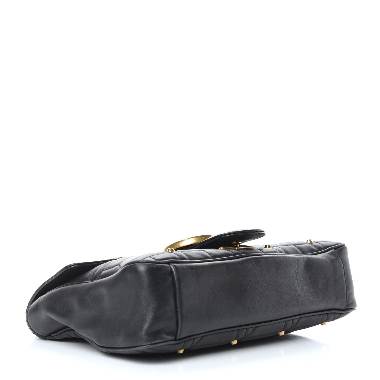 Calfskin Matelasse Studded Medium GG Marmont Shoulder Bag Black
