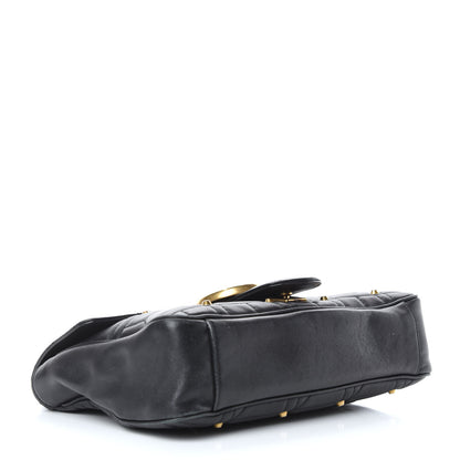 Gucci Calfskin Matelasse Studded Medium GG Marmont Shoulder Bag Black 4 of 9
