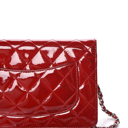 Chanel Patent Quilted Wallet On Chain WOC Red 10 of 12