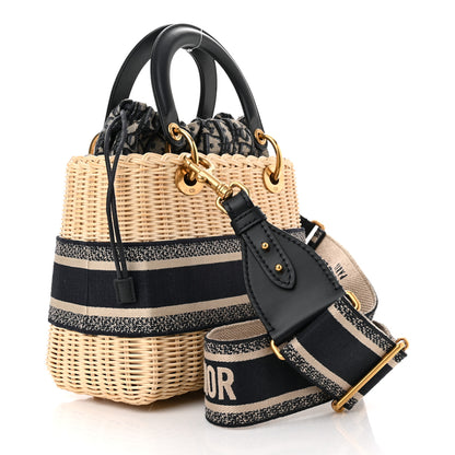 Christian Dior Wicker Oblique Medium Lady Dior Bag Blue 3 of 10