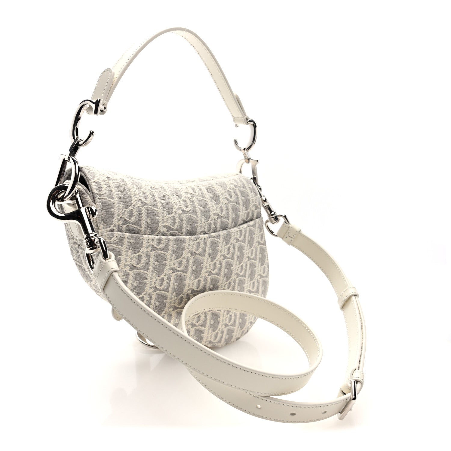 Christian Dior Oblique Mini Saddle Bag With Strap Latte Grey 3 of 9
