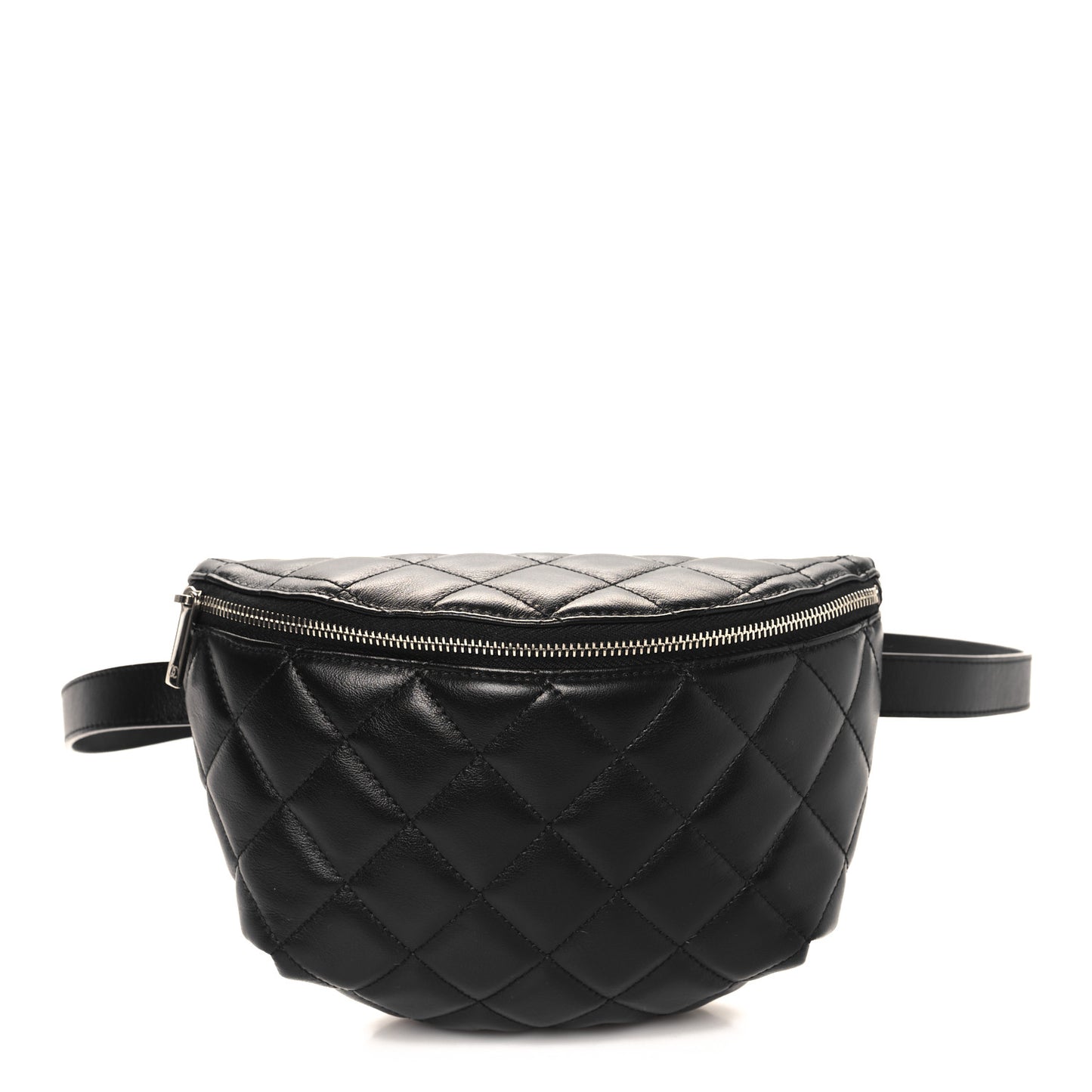 Calfskin Quilted Waist Belt Bag Black