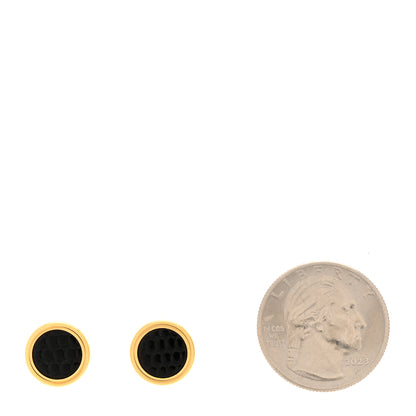 Hermes Lizard Heritage Equestre Stud Earrings Gold Black 2 of 6