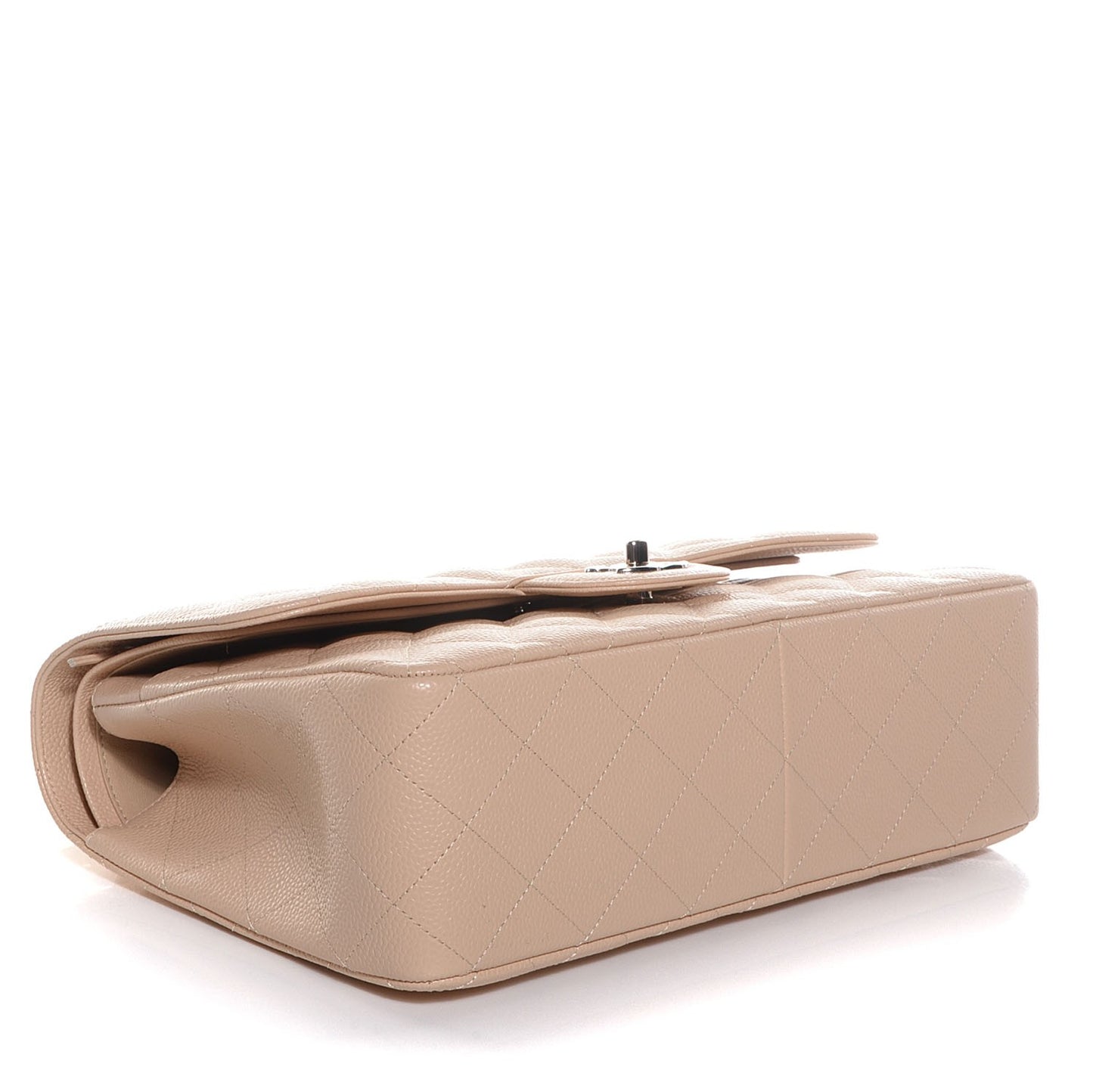 Caviar Quilted Jumbo Double Flap Beige Clair