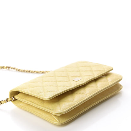Chanel Iridescent Caviar Quilted Wallet on Chain WOC Yellow 4 of 12