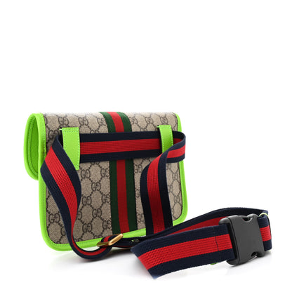 Gucci GG Supreme Monogram Web Small Ophidia Belt Bag Beige Ebony Electric Green 3 of 10