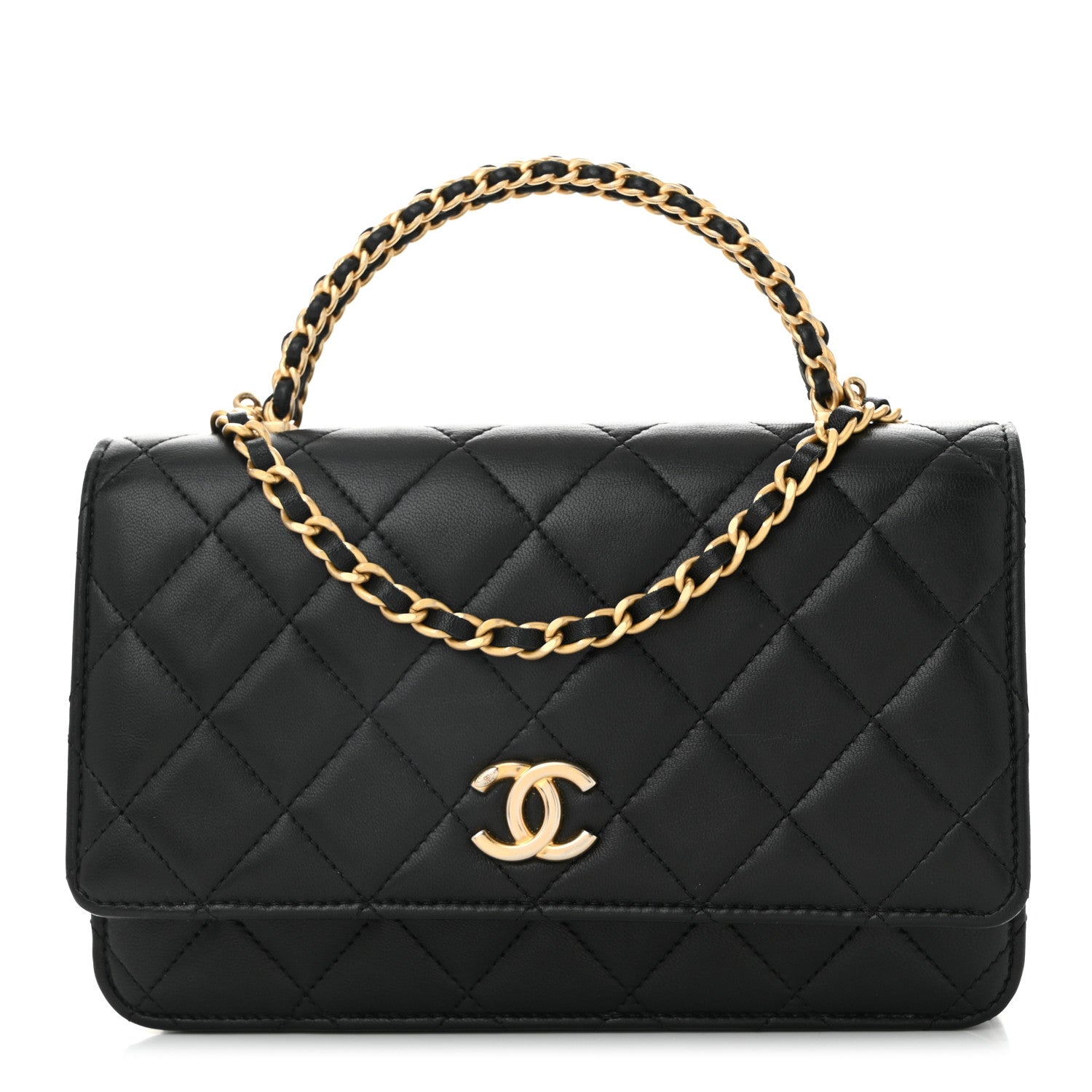 Chanel Lambskin Quilted Pick Me Up Wallet On Chain WOC Black 1 of 12