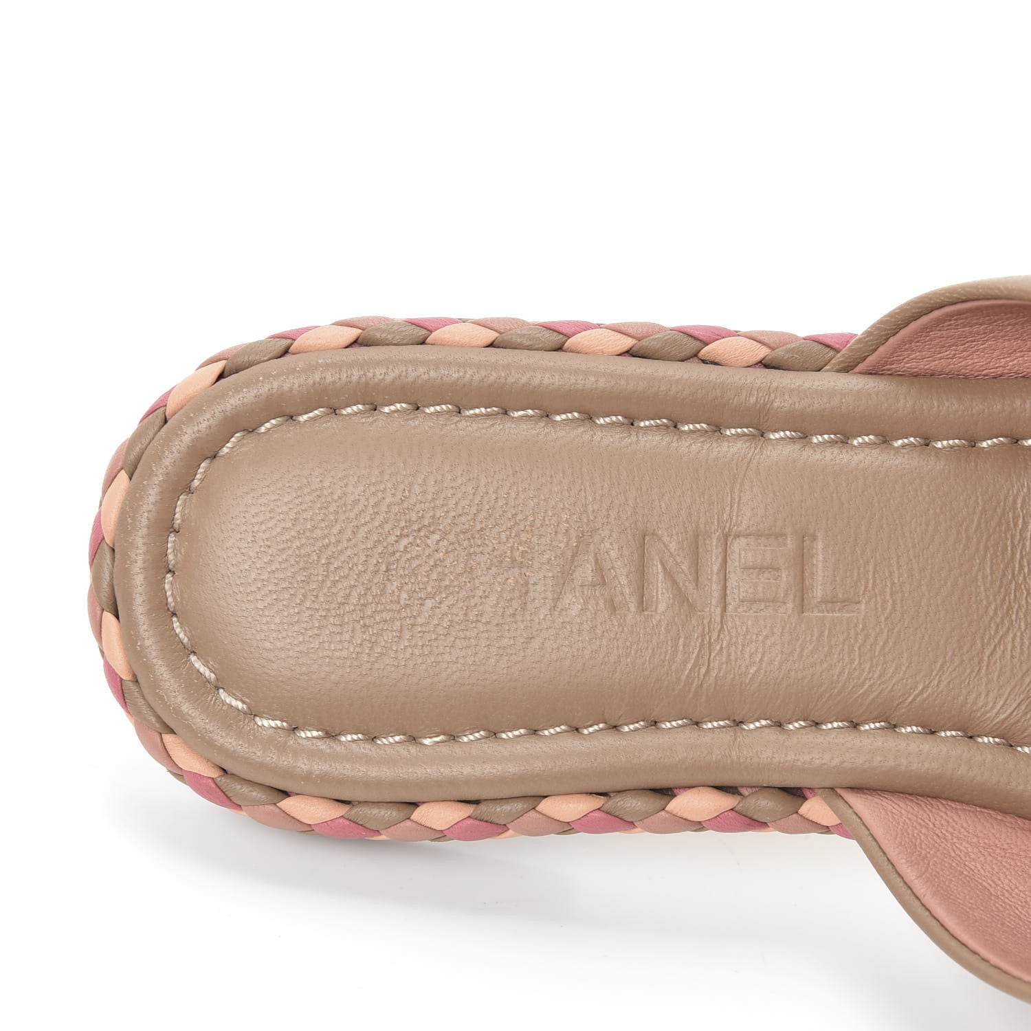 Chanel Lambskin Braided Mule Sandals 38 Light Brown 7 of 10