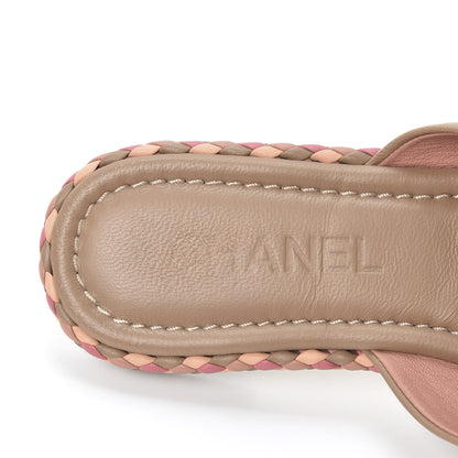 Chanel Lambskin Braided Mule Sandals 38 Light Brown 7 of 10
