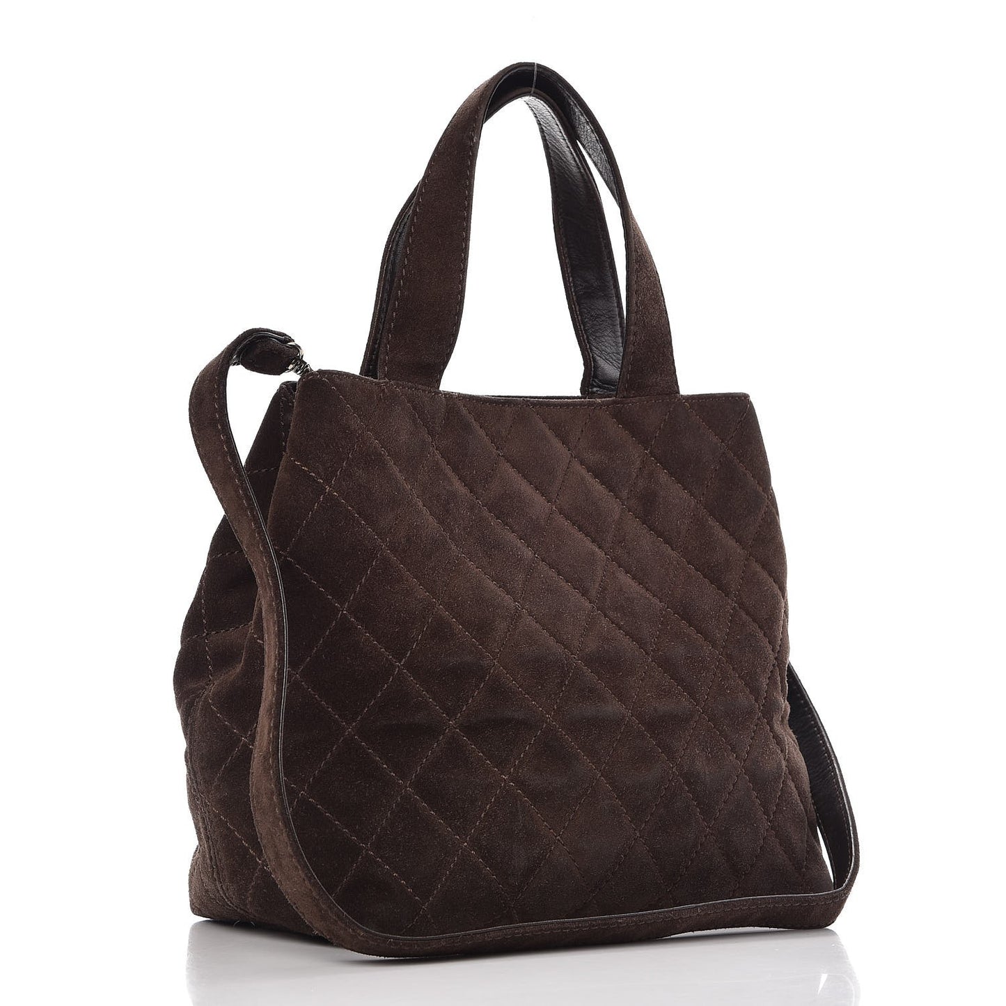 Suede Quilted Shopping Tote Brown