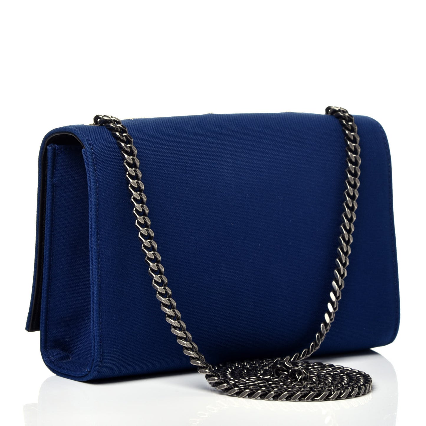 Canvas Embroidered Stars Small Monogram Kate Satchel Blue Bianco