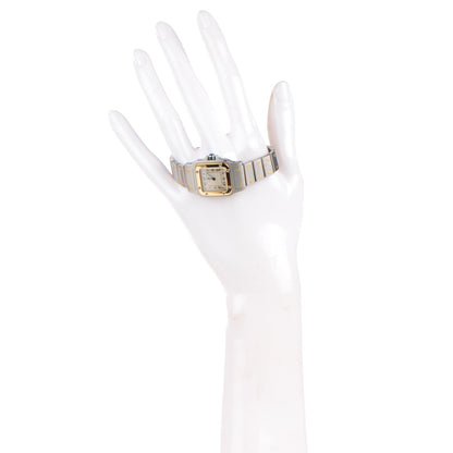 Cartier Stainless Steel 18K Yellow Gold 24mm Santos De Cartier Galbee Quartz Watch 2 of 8
