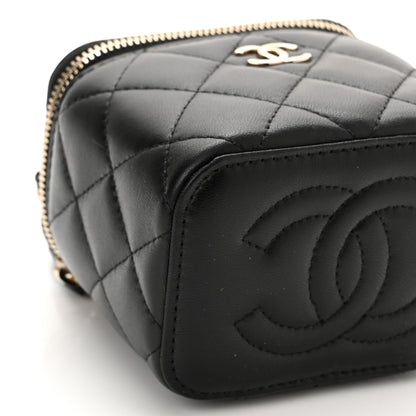 Chanel Lambskin Quilted Top Handle Mini Vanity Case With Chain Black 7 of 12
