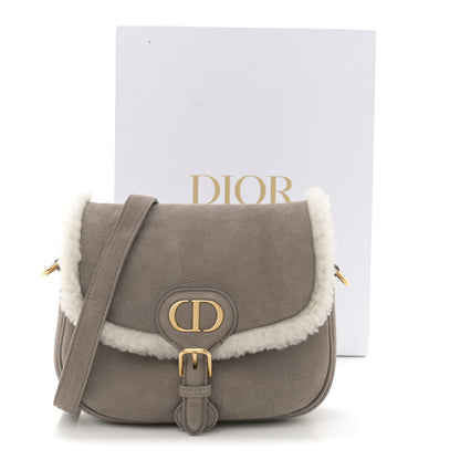 Christian Dior Suede Shearling Medium Bobby Flap Grey 11 of 11