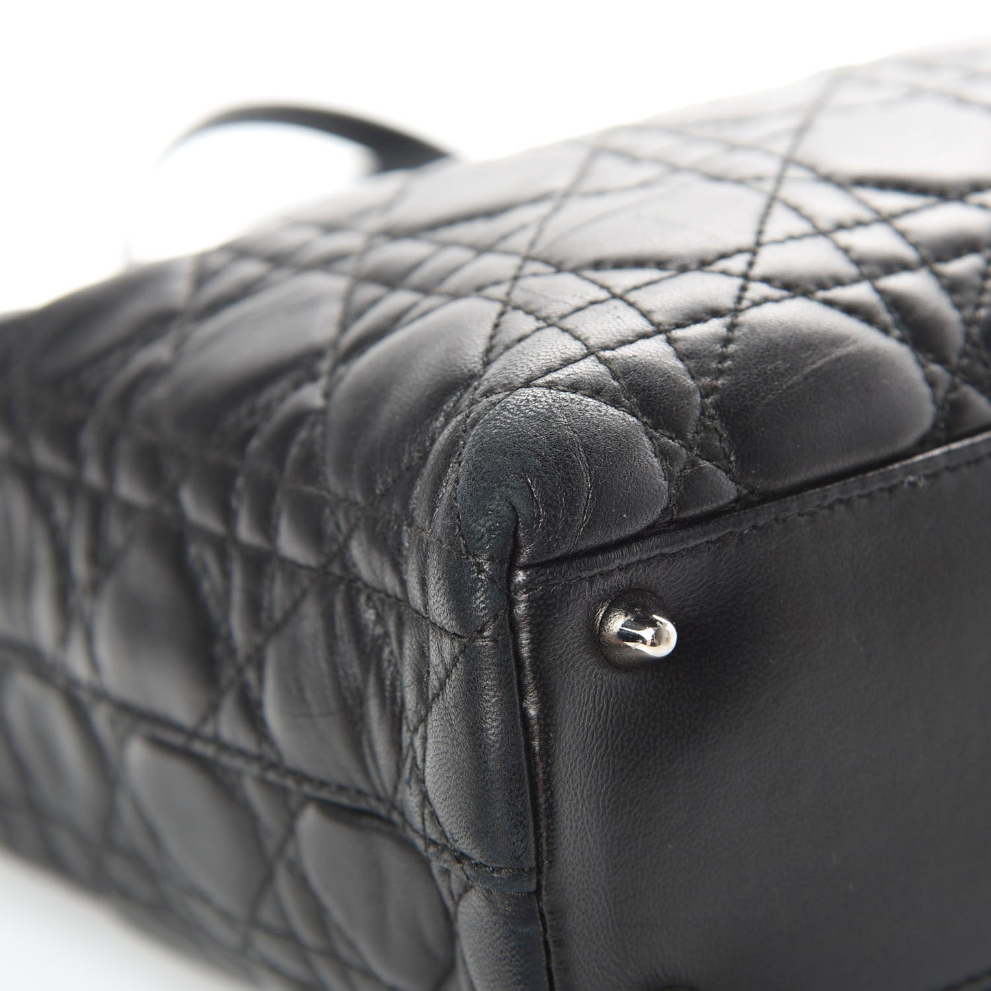Lambskin Cannage Large Lady Dior Shopper Tote Black