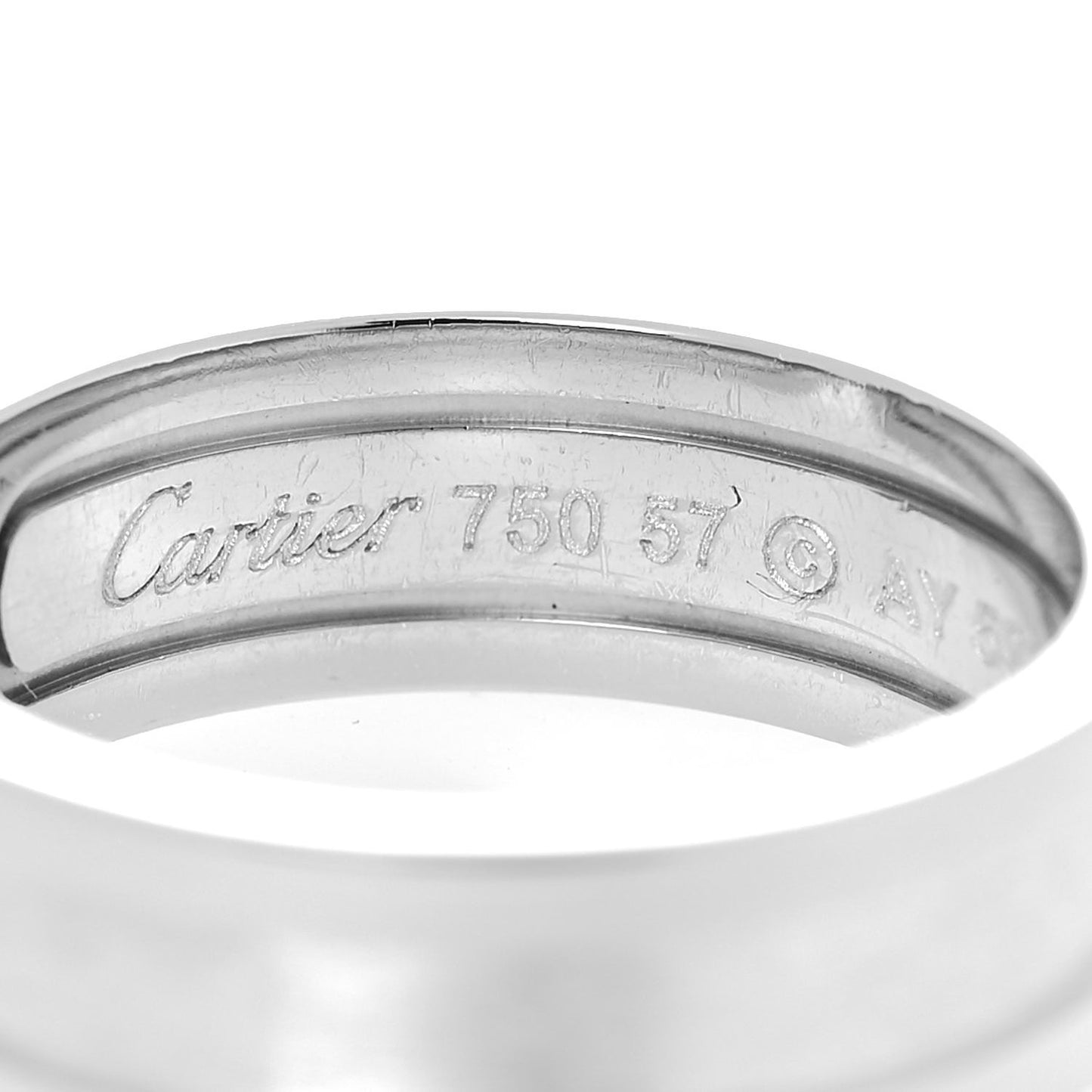 18K White Gold 6.5mm C De Cartier Ring 57 8