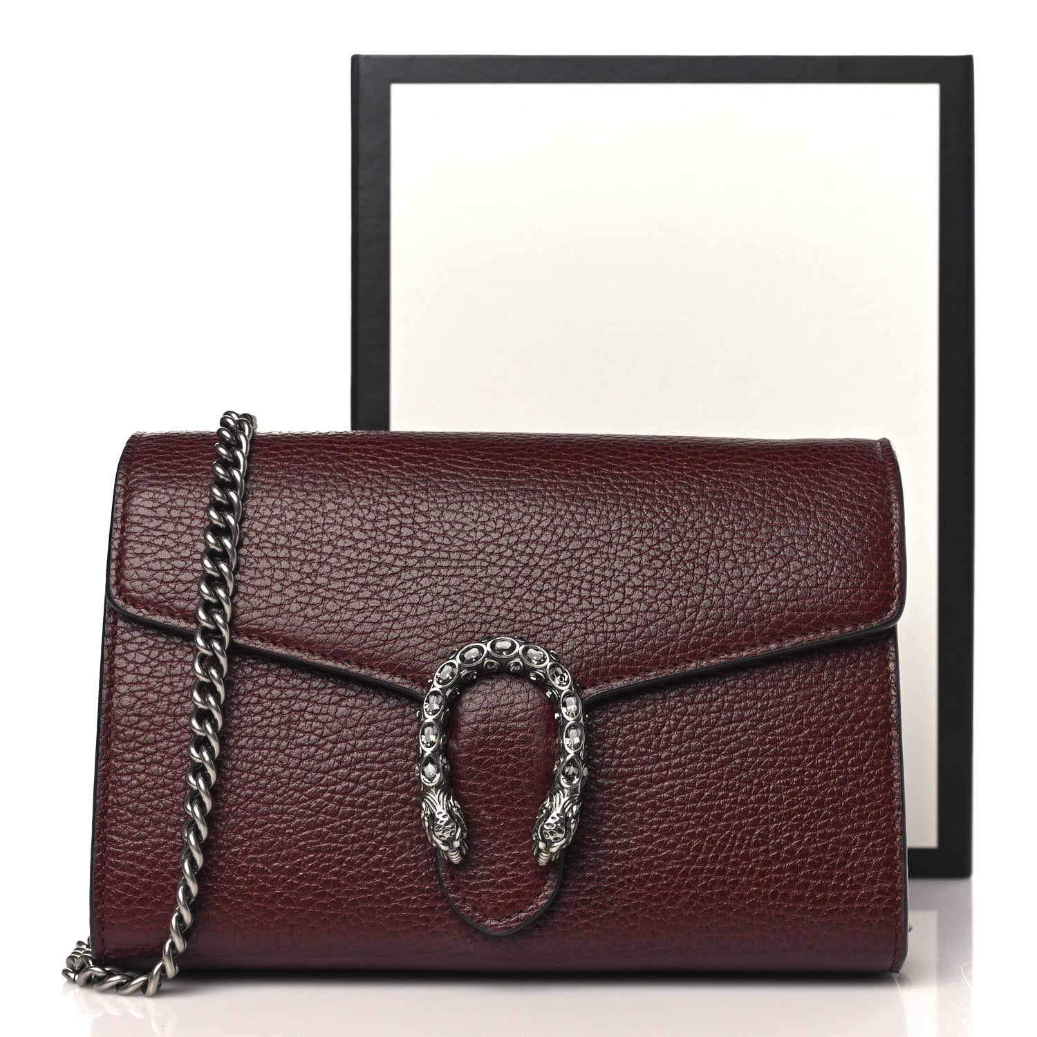 Gucci Dollar Calfskin Crystal Mini Dionysus Chain Wallet Vintage Bordeaux 10 of 10