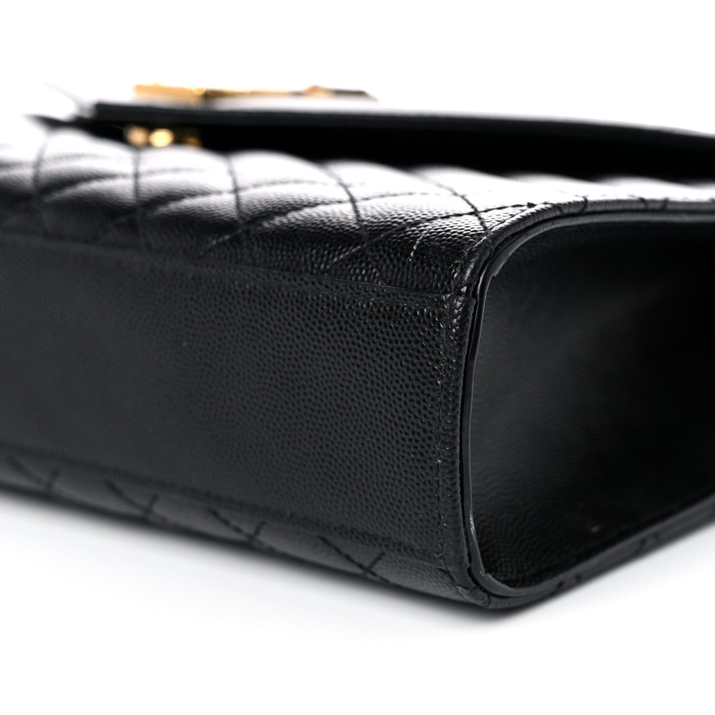Grain De Poudre Textured Mixed Matelasse Large Triquilt Monogram Satchel Black