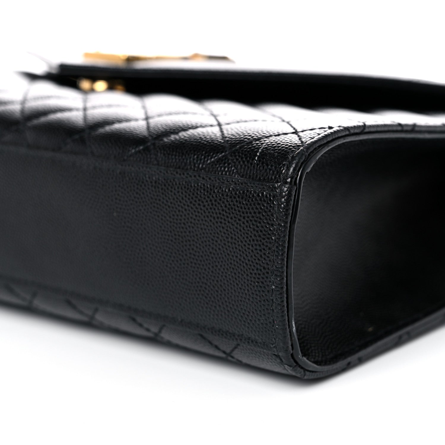 Saint Laurent Grain De Poudre Textured Mixed Matelasse Large Triquilt Monogram Satchel Black 9 of 14