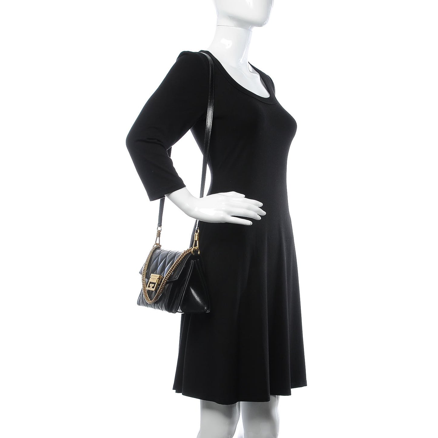 Goatskin Quilted Small GV3 Shoulder Bag Black