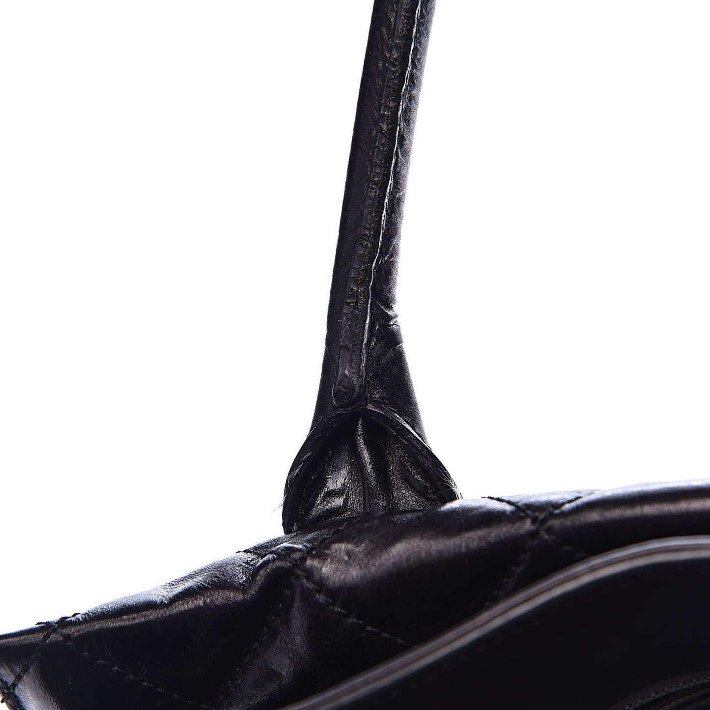 Glazed Calfskin Quilted Large New Portobello Tote Black