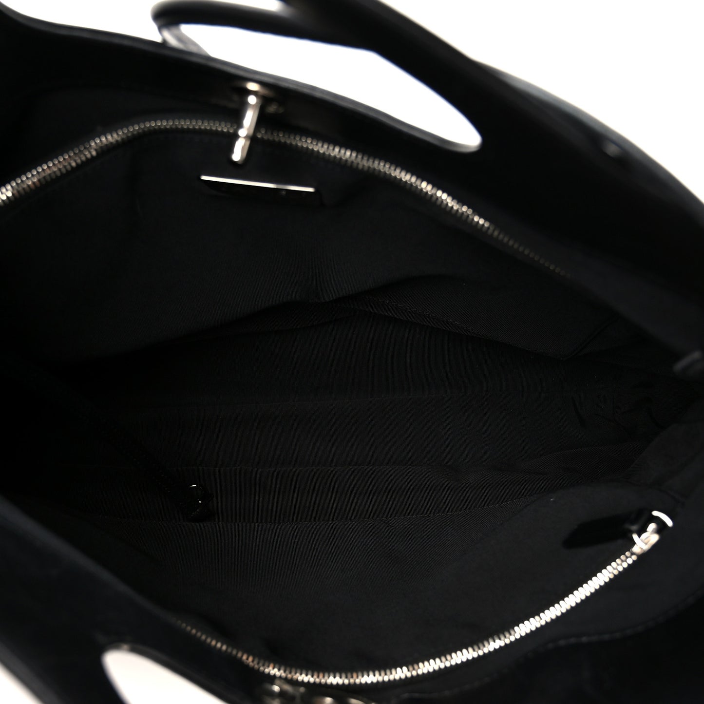 Crumpled Calfskin Quilted 31 Large Shopping Bag Black