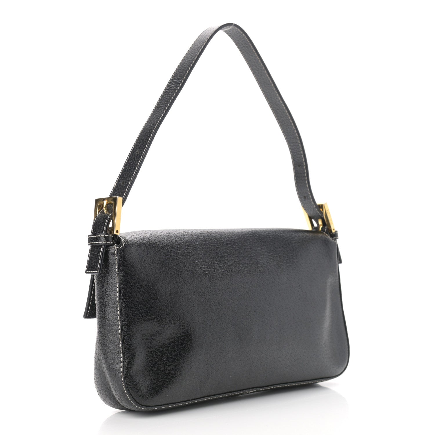 Fendi Pebbled Calfskin Baguette Black 3 of 13