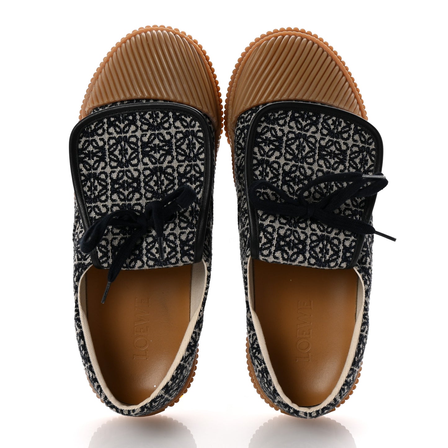 Jacquard Anagram Calfskin Flap Sneakers 41 Navy