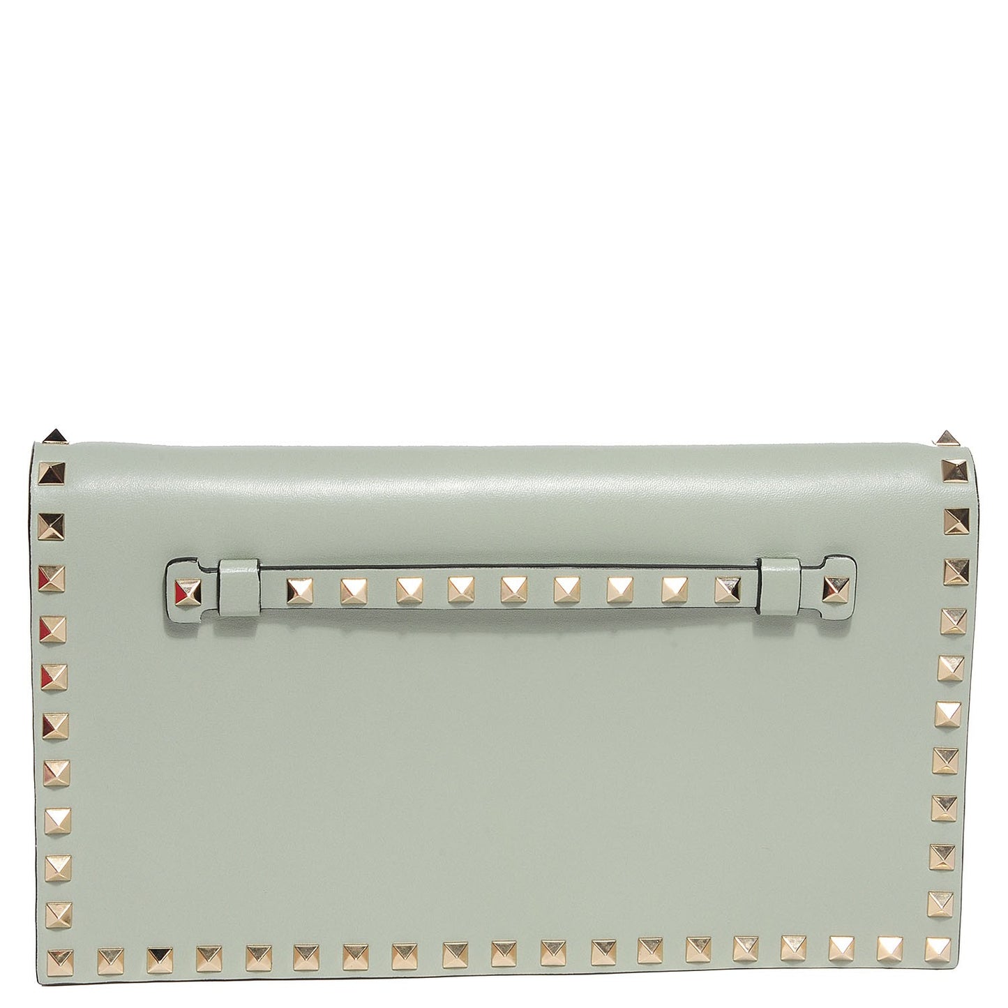 Nappa Rockstud Wristlet Clutch Water Green