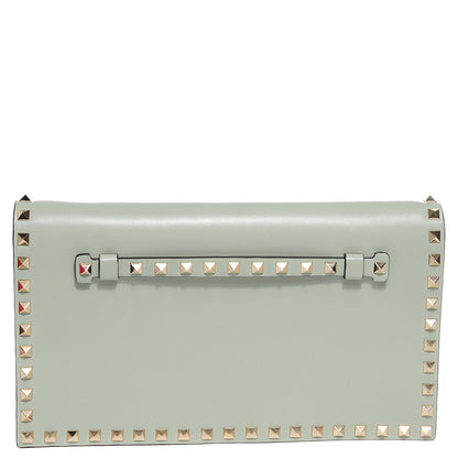 Valentino Garavani Nappa Rockstud Wristlet Clutch Water Green 1 of 7