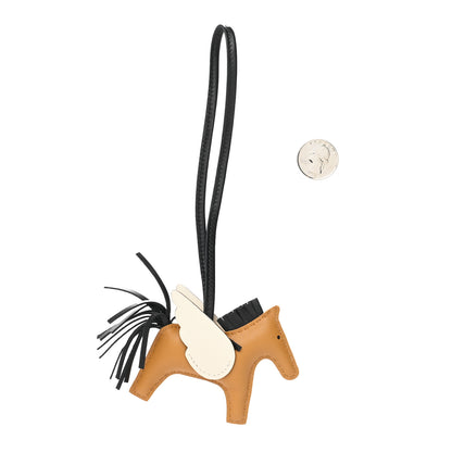 Hermes Milo Lambskin Grigri Rodeo Pegase Horse Bag Charm PM Sesame Black Nata 2 of 4