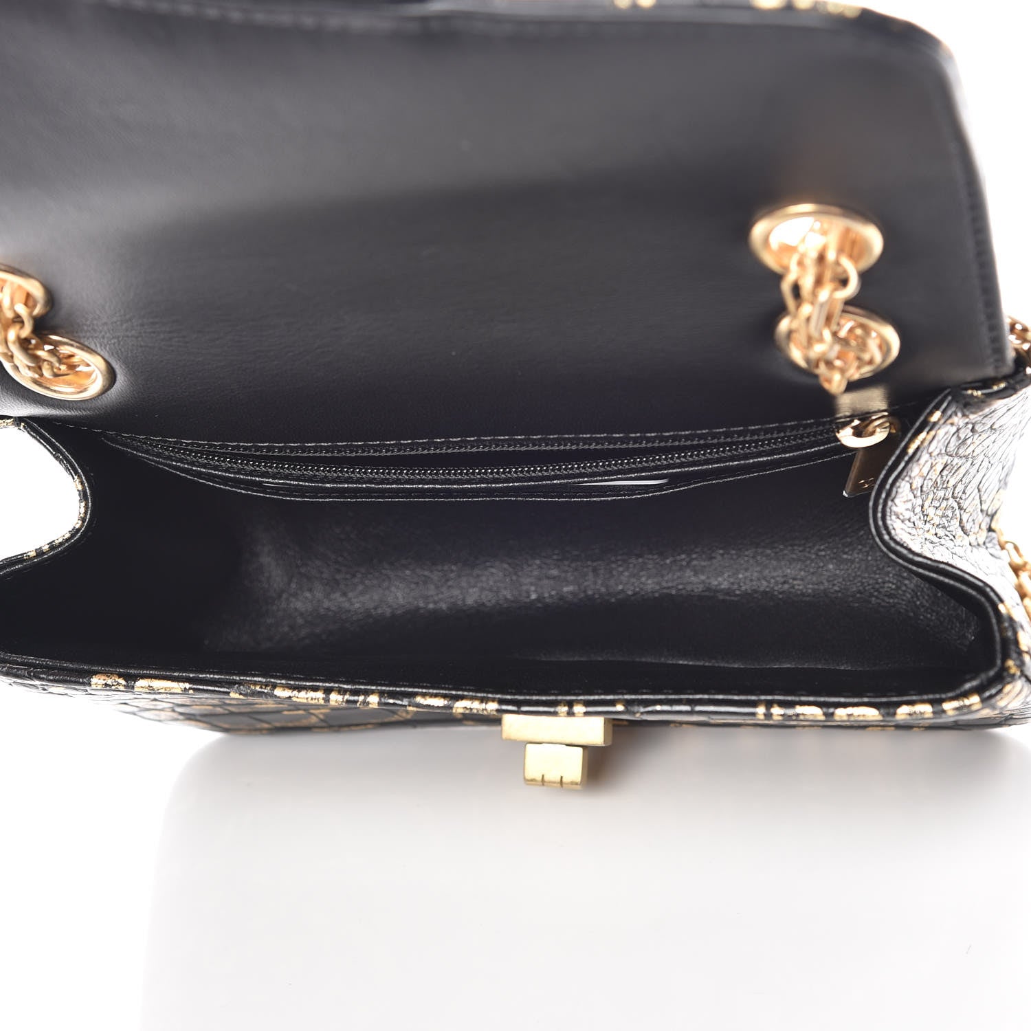 Chanel Calfskin Crocodile Embossed Graffiti 2.55 Mini Cocodile Reissue Flap Black Gold 7 of 10