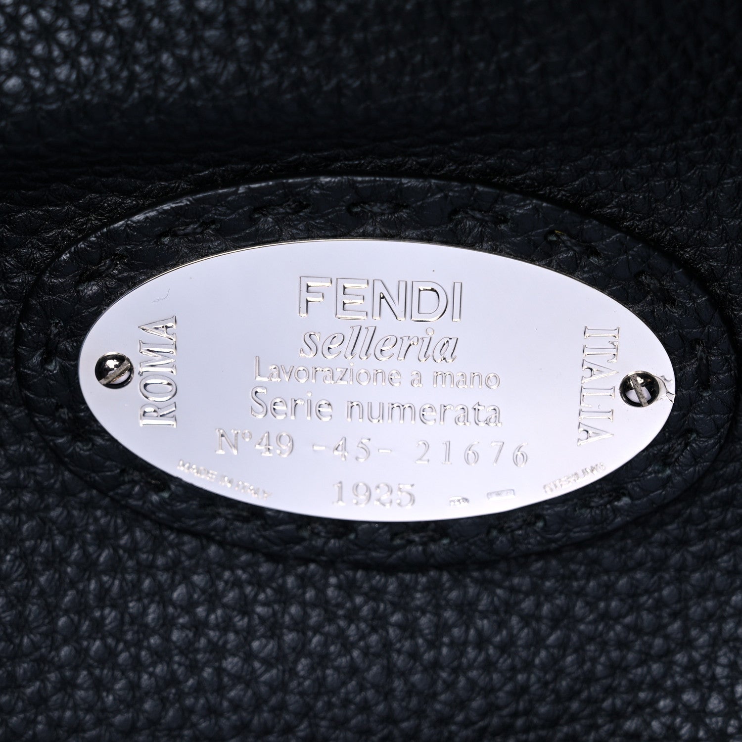 Fendi Cuoio Romano Selleria Bi-Color Large Mens Peekaboo Iconic Essential Satchel Lavagna Black 7 of 14
