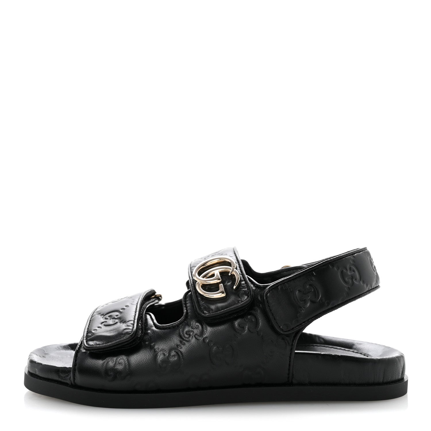 Gucci Guccissima GG Embossed Womens Sandals 36.5 Black 1 of 10