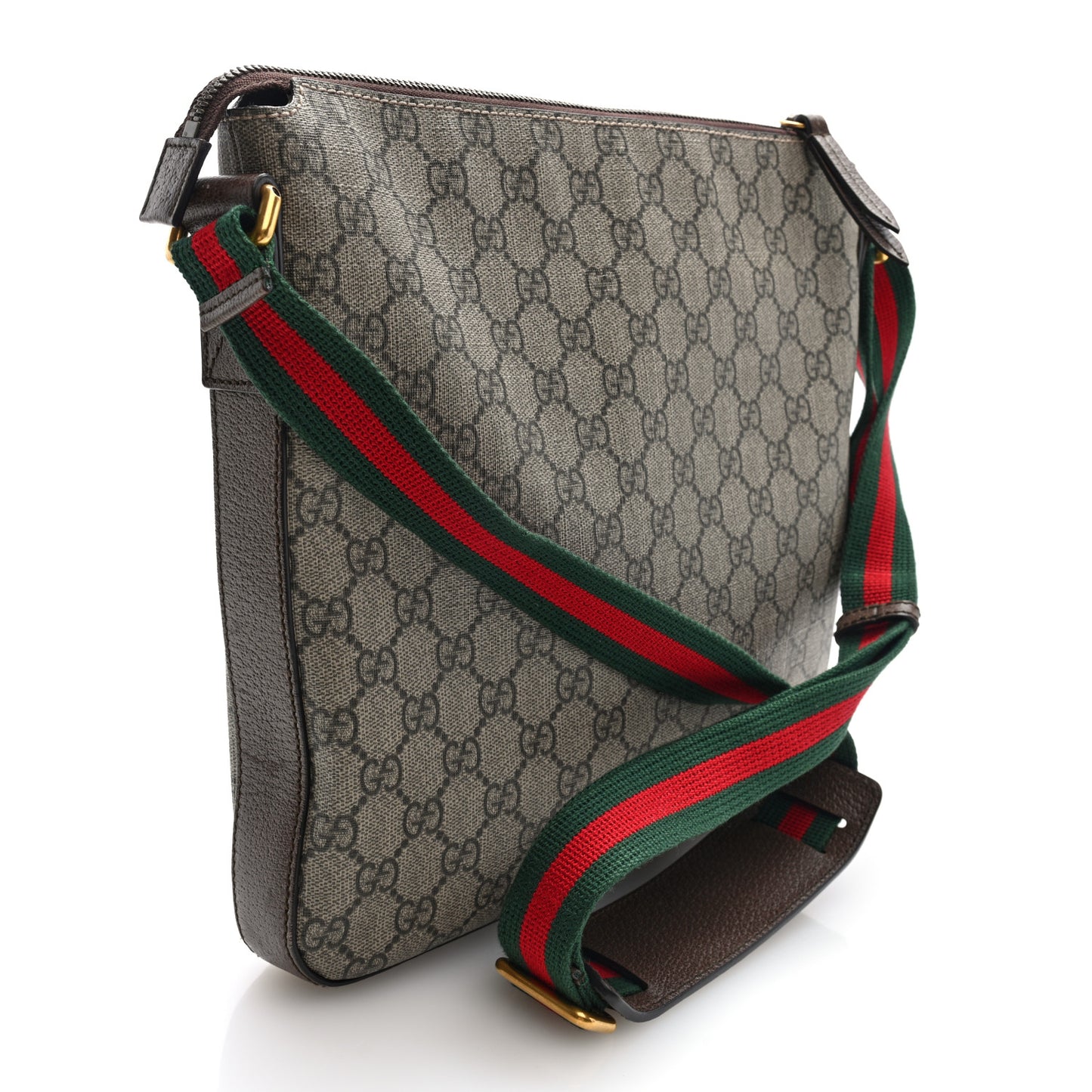 Soft GG Supreme Monogram Courier Web Medium Flat Messenger Bag Beige New Acero Multicolor