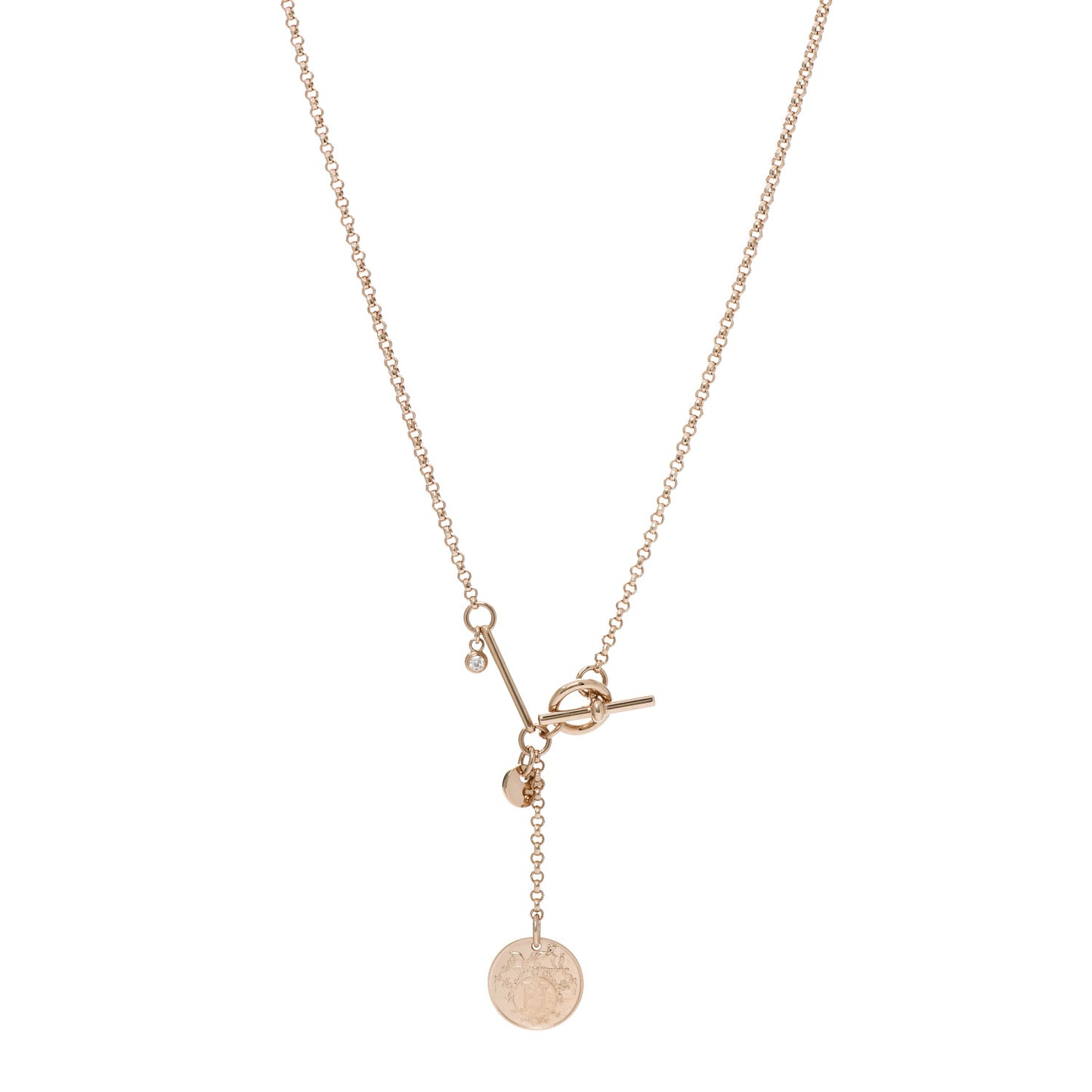18K Rose Gold Diamond PM Ex-Libris Pendant Necklace