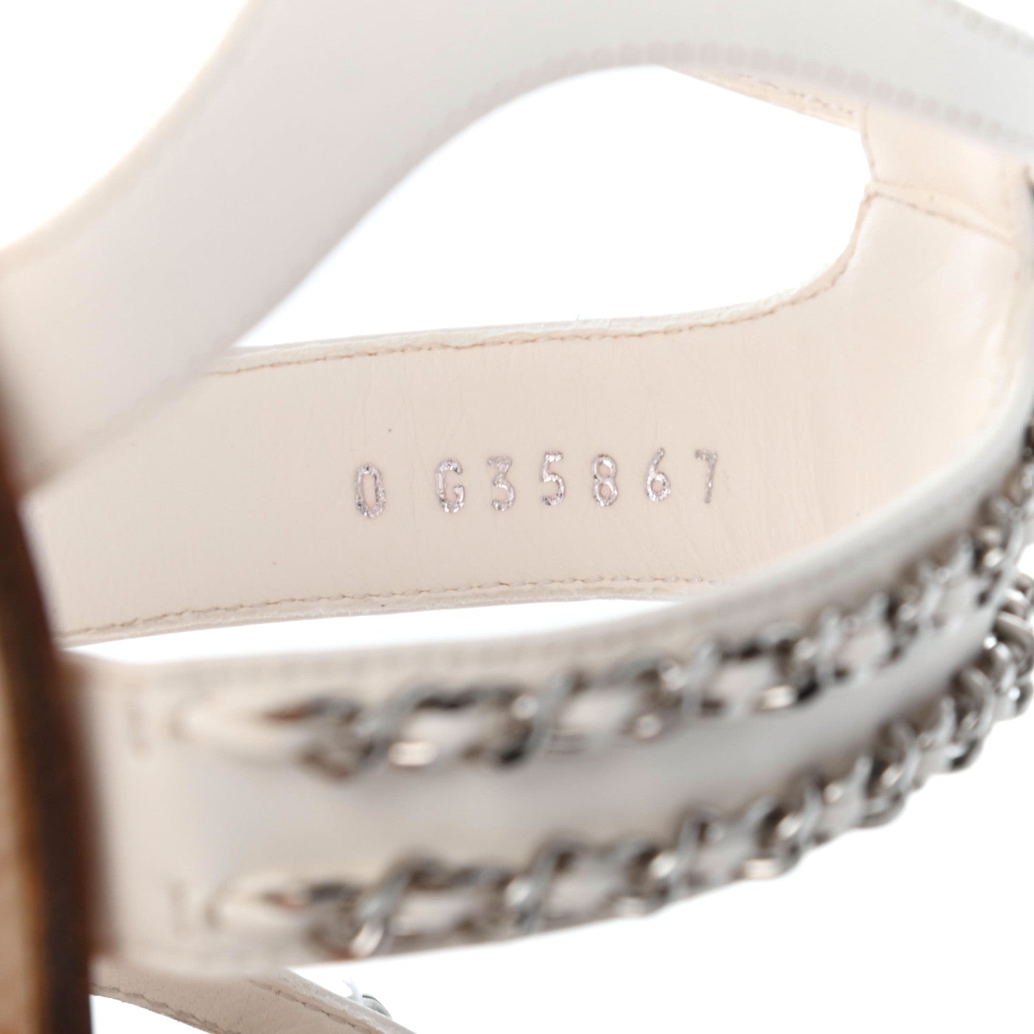Chanel Lambskin Quilted Chain Wedge Sandals 36 White 8 of 9