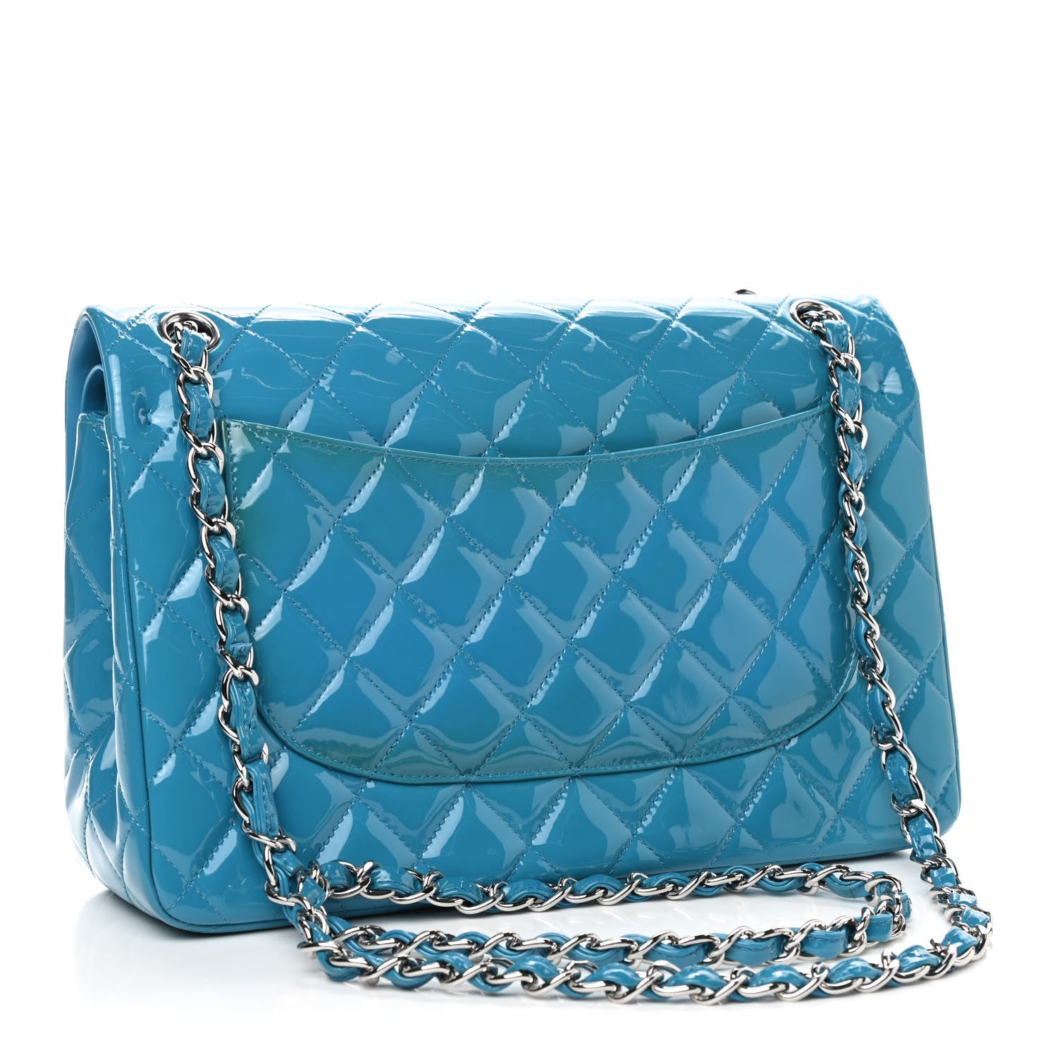 Chanel Patent Quilted Jumbo Double Flap Blue 2 of 13