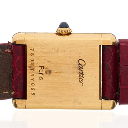 Cartier 18K Yellow Gold Alligator 22mm Tank Louis Manual Winding Watch Red 4 of 4