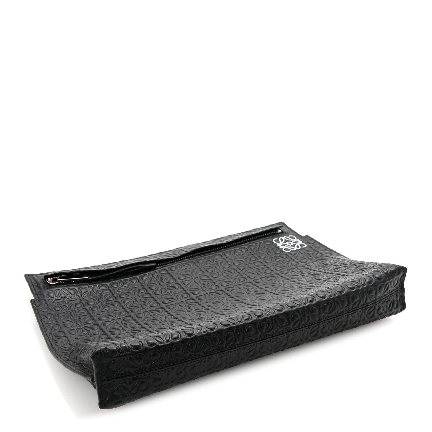 Calfskin Embossed Repeat T Pouch Black