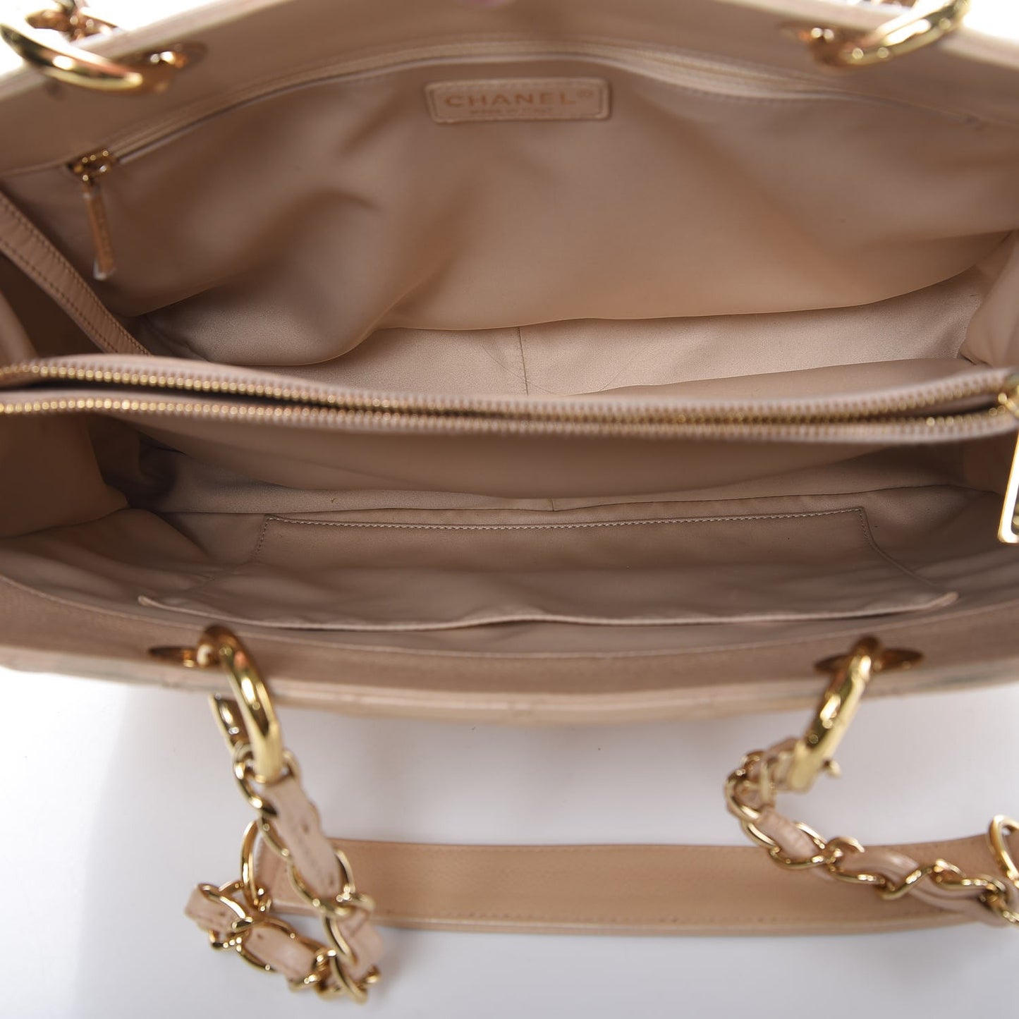 Caviar Quilted Grand Shopping Tote GST Beige Clair