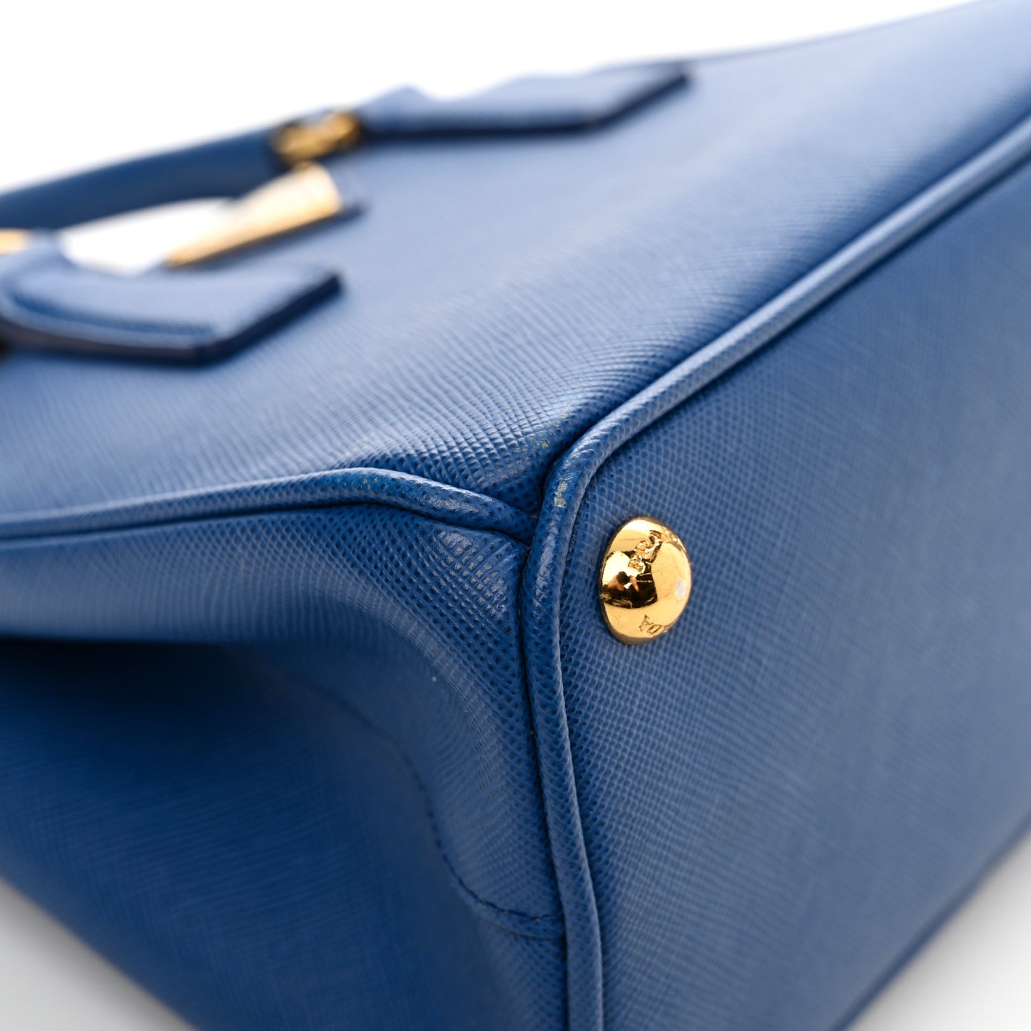 Saffiano Micro Galleria Double Zip Tote Azzurro