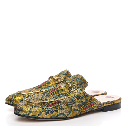 Gucci Iridescent Brocade Womens Princetown Slippers 39 Gold Multicolor 3 of 10